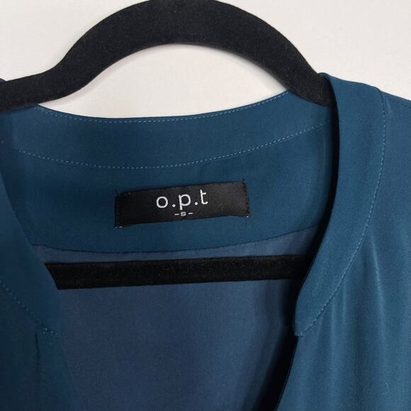 OPT Small Teal Blue Bay VNeck Tiered Long Sleeve Dress Cocktail Smocked Cuffs - Picture 8 of 12